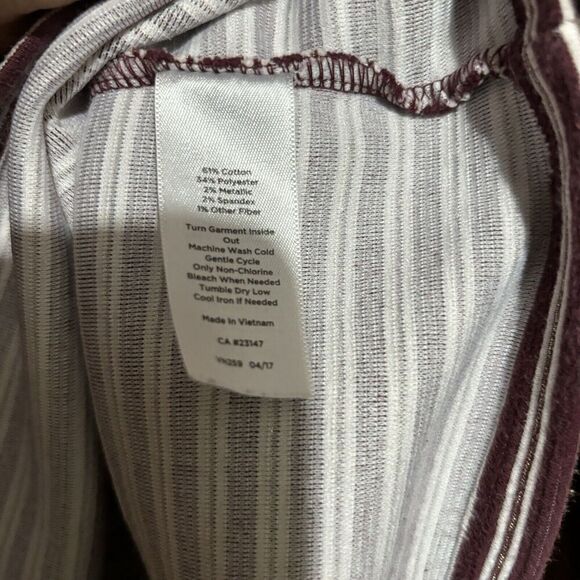 Talbots Top Large Multicolor Metallic Stripe Stretch Shoulder Button Blouse - Picture 7 of 8